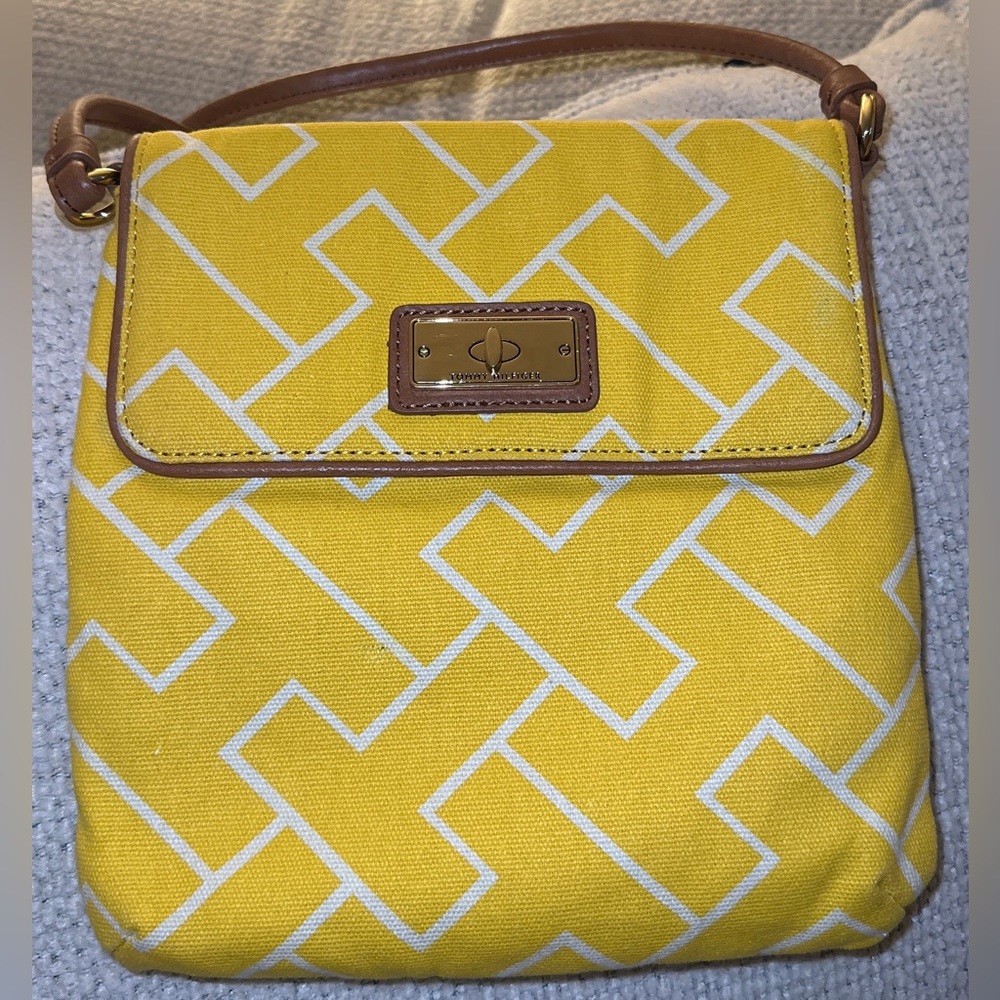 Tommy Hilfiger Yellow/White Flap Crossbody Bag